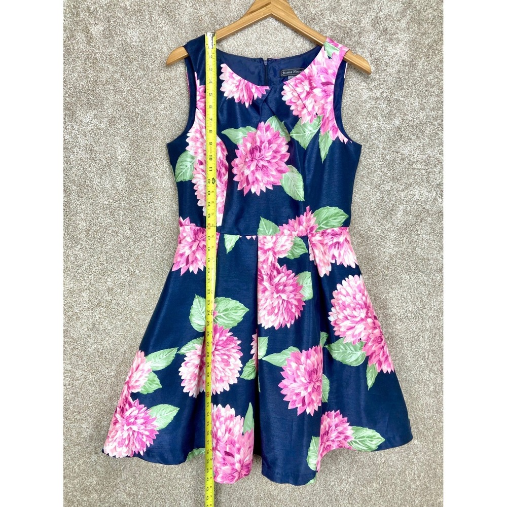 Jessica Howard Floral Fit & Flare Dress Womens 8 Navy Pink Summer Spring Party - Picture 9 of 12